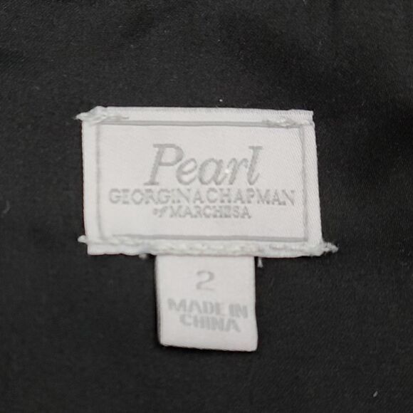 Pearl By Georgina Chapman of Marchesa Black White Stars Mini Strap Dress Size 2 - Picture 13 of 13
